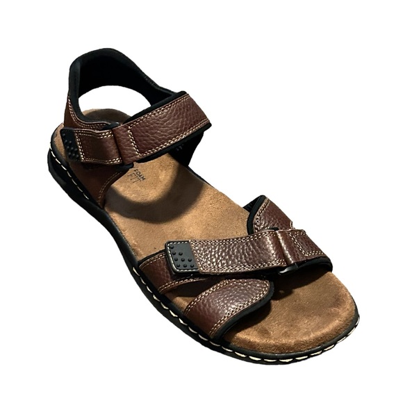 NEW! DR. SCHOLL'S Men's Brown Leather Memory Foam Comfort Sandal-12 - Picture 14 of 14